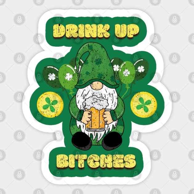 Drink up st patricks Sticker by Draw One Last Breath Horror 